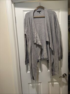 Banana Republic Light Gray Draped Open-Front Cardigan
